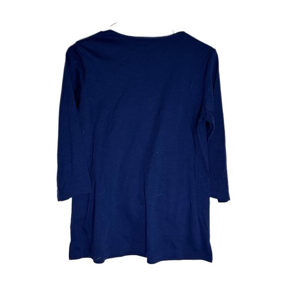 Quacker Factory Women’s Dark Blue Top with Embroidered Cats, Small, Pre-owned - Picture 3 of 6